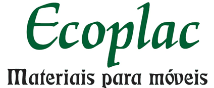 Logo da Ecoplac, no qual está escrito Ecoplac e em baixo, materiais para móveis